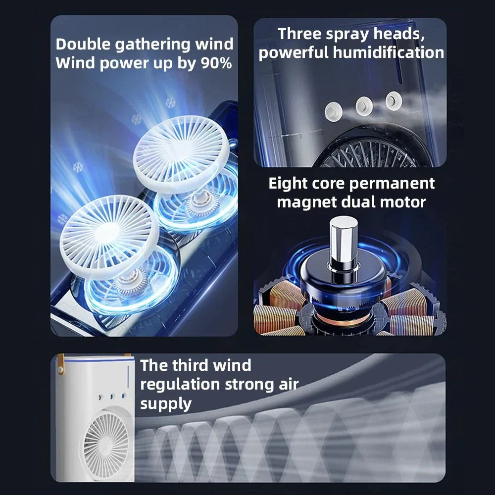 Pudami Double-Ended Spray Fan – Portable Mist Cooling Fan