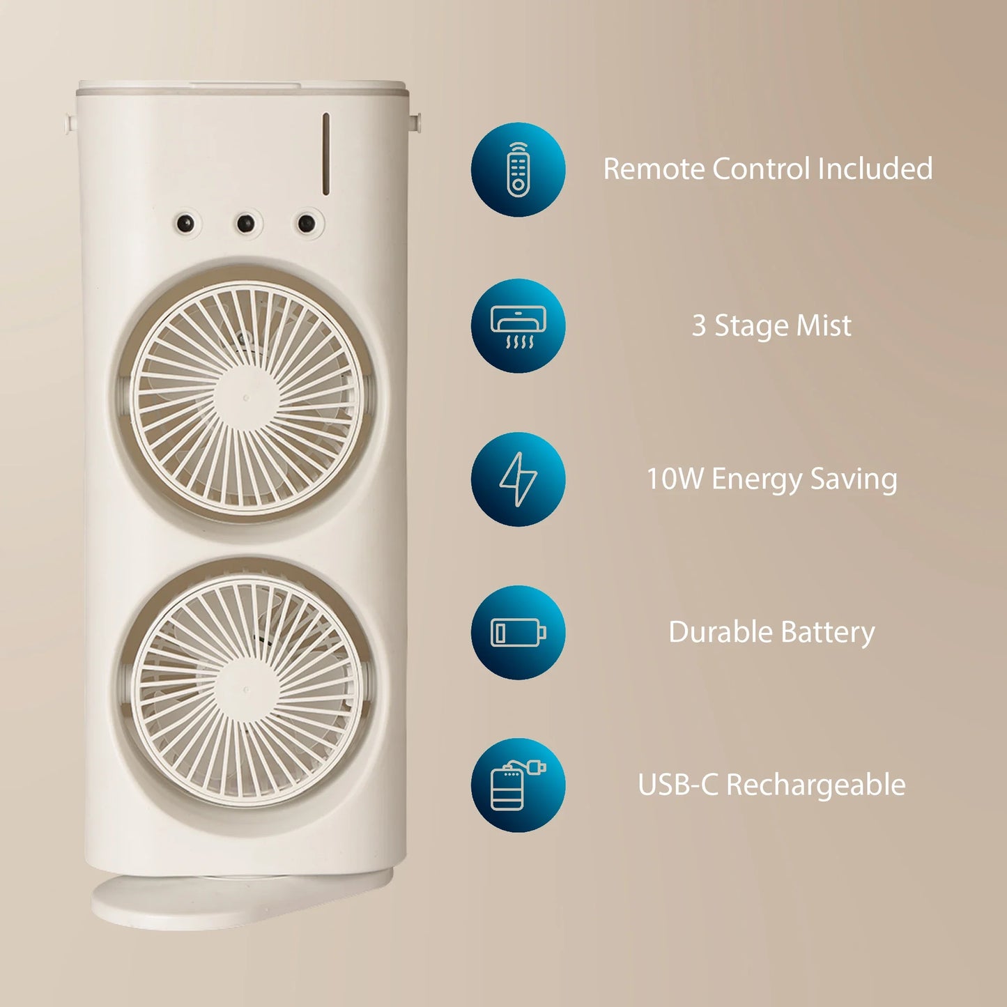 Pudami Double-Ended Spray Fan – Portable Mist Cooling Fan