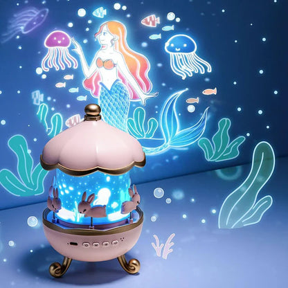 Pudami Star Light Projector for Kids – 6 Projection Films, 5 Color Modes, Rotating Rabbit Night Light