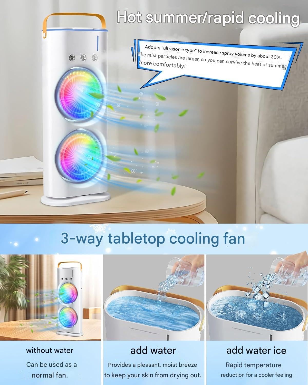 Pudami Double-Ended Spray Fan – Portable Mist Cooling Fan