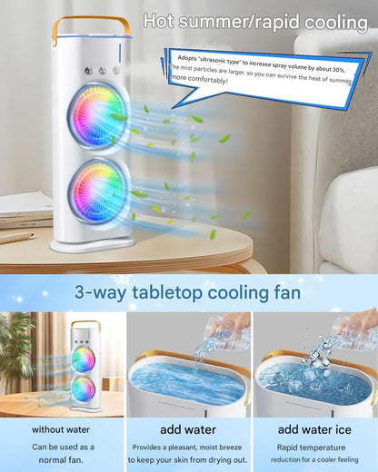 Pudami Double-Ended Spray Fan – Portable Mist Cooling Fan