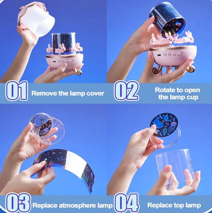 Pudami Star Light Projector for Kids – 6 Projection Films, 5 Color Modes, Rotating Rabbit Night Light