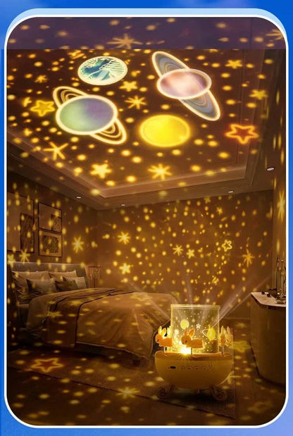 Pudami Star Light Projector for Kids – 6 Projection Films, 5 Color Modes, Rotating Rabbit Night Light