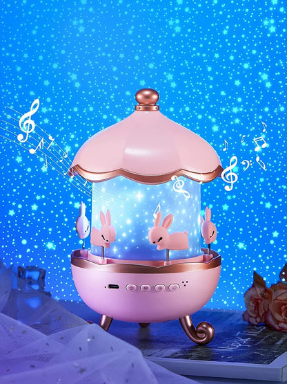 Pudami Star Light Projector for Kids – 6 Projection Films, 5 Color Modes, Rotating Rabbit Night Light