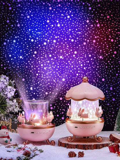 Pudami Star Light Projector for Kids – 6 Projection Films, 5 Color Modes, Rotating Rabbit Night Light